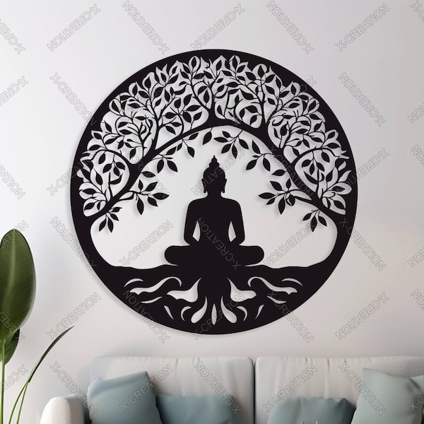 Bouddha Méditation Wall Art, Fichier découpé au laser, Décoration murale, Fichiers numériques, svg, ai, dxf