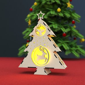 クリスマスツリー レーザーカット ファイル ランタン ライト ランプ キャンドル ホルダー 木製 デジタル ダウンロード SVG、DXF、AI