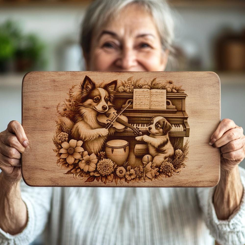 シャルキュトリーボード用レーザー彫刻ファイル、ピアノとバイオリンを