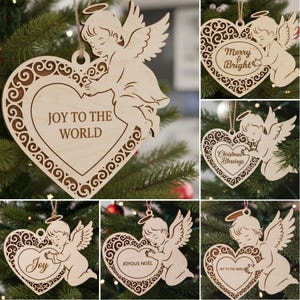 Laser Cut Ornaments SVG Bundle, 6 Custom Christmas Angel Designs, Digital Download for Laser Cutting