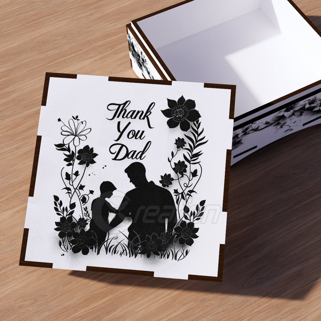 Caja de regalo para el Día del Padre con ilusión 3D, diseño grabado a ...
