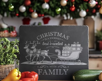 Christmas Slate Cheese Board Laser Engraving File, Family Mealtime Quote | Kitchen Decor, Charcuterie, Cutting, Chopping Board #002