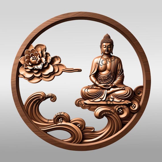 Buddha 3D Illusion Laser Engraving File, Zen Spiritual Wall Art