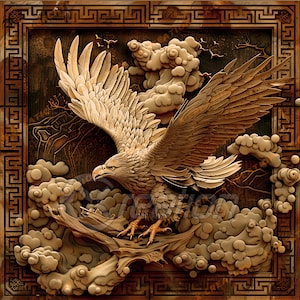 3D Illusion Laser PNG, Wild Eagle Laser Engraving File, High Resolution Design for Lightburn, Glowforge and other Engravers
