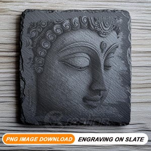 3D Illusion Laser Engraving Slate File | High-Quality PNG Image Download | Buddha's Face #014