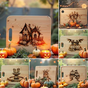 Spooky Halloween Charcuterie Board Laser Engraving Designs (PNG Files)