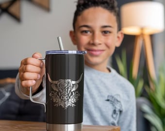 Highland Cow SVG Tumbler Wrap laserbestand, digitale download voor gravureontwerp
