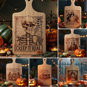 Halloween Charcuterie Board Laser Engraving Files: Spooky Food Board Designs (PNG, Jarvis Images)