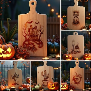 Spooky Halloween Charcuterie Board Laser Files: Engraving Designs (Digital Download)