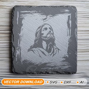 Jesus SVG für Schiefergravur, Christliche Glowforge Religiöse Vektorkunst, DXF AI-Dateien