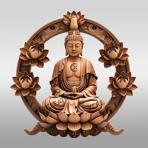 Buddha 3D Illusion Laser Engraving File, Compassionate Buddhist Art Design, Spiritual Home Decor Digital Download, Meditation Gift Idea #006