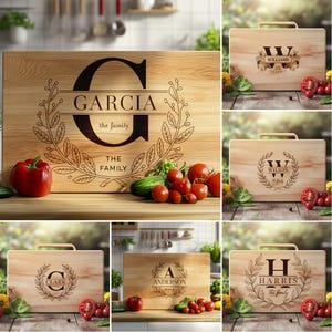 Bundle of 48 Family Name Wreath Frame Svg, Charcuterie Board Laser Engraving File | Kitchen Decor, Cutting Board, Chopping Board #001