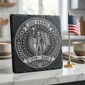 Usa 250 Anniversary Engraving File, Patriotic Laser Designs For Slate Coasters, 10 Historical Emblem Art Bundle image 6