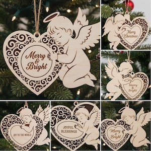 Christmas Angel Ornament SVG Bundle, 6 Laser Cut Files, Custom Holiday Designs for Crafters