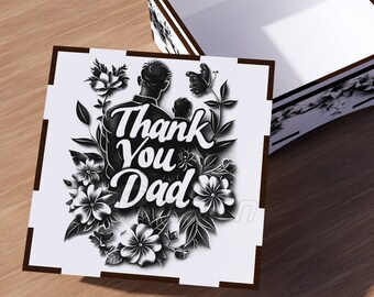 Caja de regalo para el Día del Padre, archivo láser, patrón de grabado 3D, regalo para papá, descarga digital