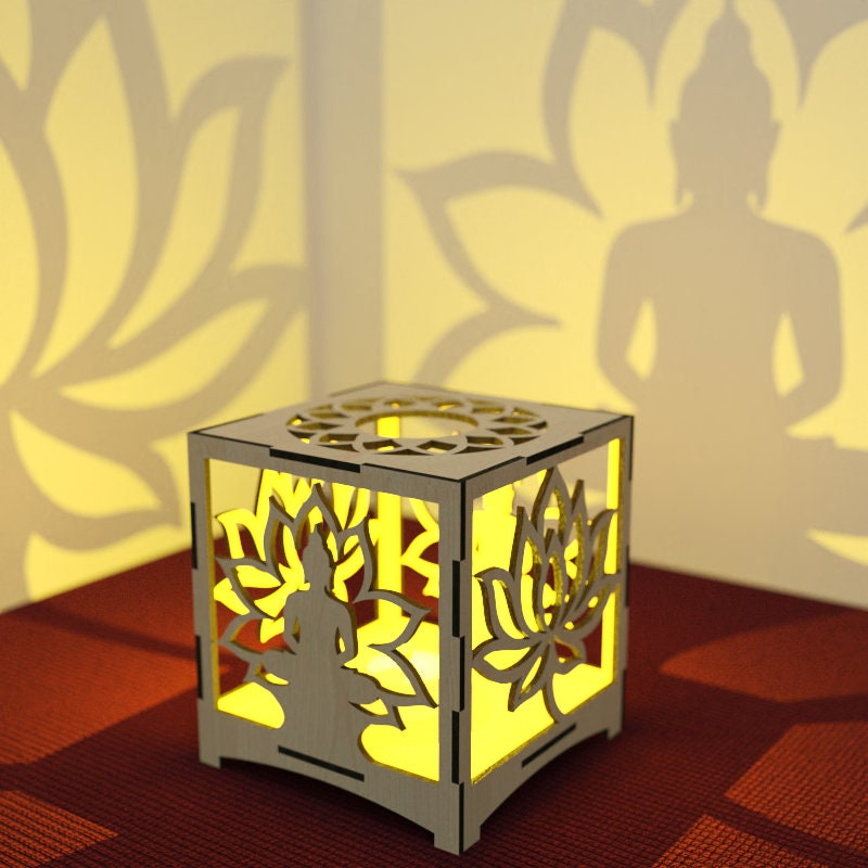 Candle Holder Buddha Meditation Lotus Laser Cut Tea Light Lantern