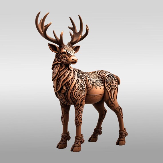3Dイリュージョンレーザー彫刻ファイル鹿デザイン、野生動物アート
