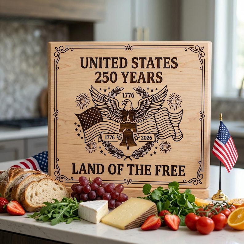 America 250 SVG, patriotisk laserfil för gravyr, amerikanska kulturarvsdesigner för skärbrädor, minneskonst för självständighetsdagen bild 7