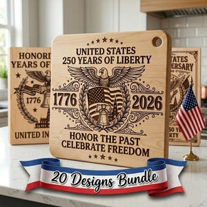 250Th Anniversary Svg, Patriotic Engraving Designs, Americana File For Cutting Board, Chopping Board, Usa Designs 1776-2026