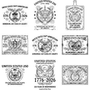 America 250 SVG, patriotisk laserfil för gravyr, amerikanska kulturarvsdesigner för skärbrädor, minneskonst för självständighetsdagen bild 10