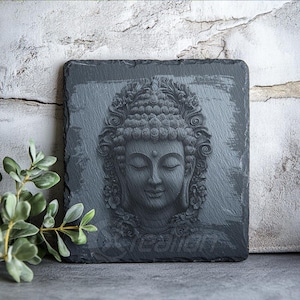 3D Illusion Laser Engraving Slate File | High-Quality PNG Image Download | Buddha's Face #013