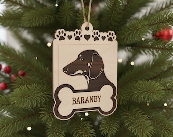 Dackel Monogramm Ornament Laser geschnitten Datei, Wachhund Weihnachten SVG, CNC Dateien für Holz