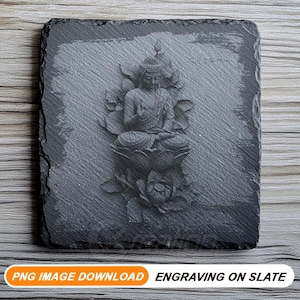 3D Illusion Laser Engraving Slate File | High-Quality PNG Image Download | Buddha on Lotus Flower #015
