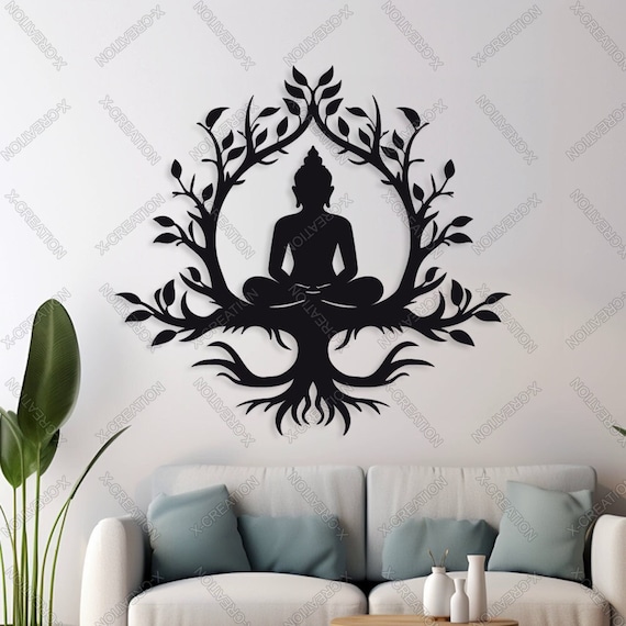 Buddha Tree Wall Art Laser Cut File Wood Metal Wall Art Buddha Tree Wall Art Laser Cut File Wood Metal Wall Art