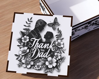Caja de archivos cortados con láser para el Día del Padre, regalo con ilusión 3D para papá, descarga digital