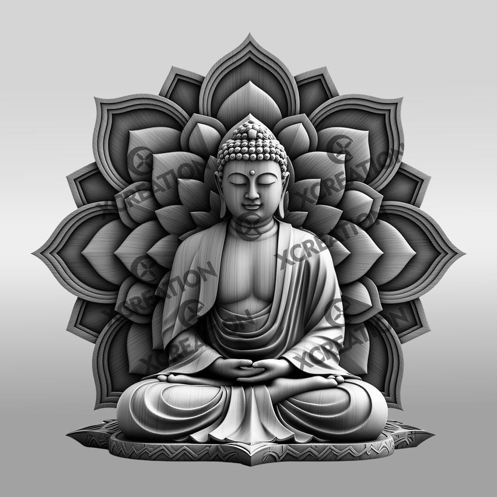 Buddha 3D Illusion Laser Engraving File for Spiritual Decor, Zen