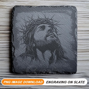 3D Illusion Laser Engraving Slate File | High-Quality PNG Image Download | Jesus with a Crown of Thorns #019