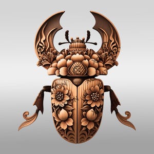Insect 3D Illusion Laser Engraving File, Bark Beetle Design, Unique Nature Decor, Digital Art Pattern for Home Display #017
