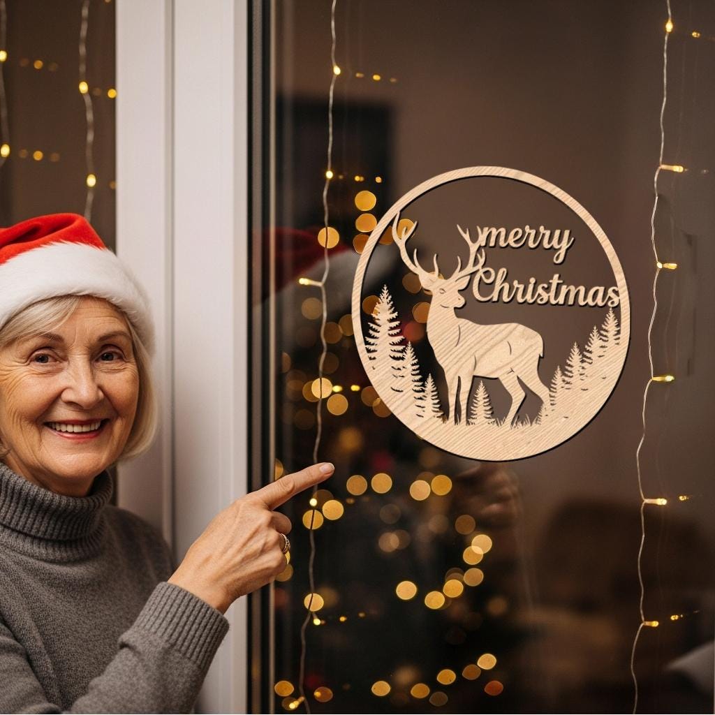 Christmas Deer Door Hanger SVG Laser Cut File - Etsy