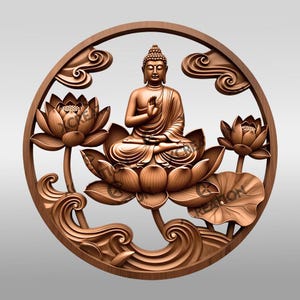 Buddha 3D Illusion Laser Engraving File, Buddha Grace Digital Design for Home Decor, Spiritual Wall Art, Meditation Room Download #015
