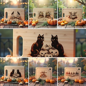 Halloween Charcuterie Board Laser Engraving File, 6 Spooky Designs for Serving
