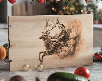 Christmas Santa Claus on Reindeer, Charcuterie Board Engraving File | Kitchen Decor, Cutting Board, Chopping board #032