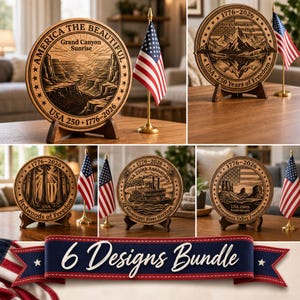 250th Anniversary Svg, Patriotic Wood Sign Bundle, American Landscapes Engraving Files, Usa Sestercentennial Laser Ready Art