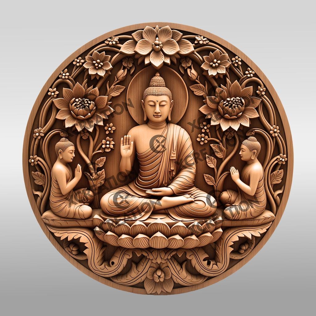 Buddha Wall Art Laser Engraving File, 3D Illusion Spiritual Design