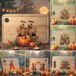 Spooky Halloween Charcuterie Board Laser Engraving Files: 6 Designs (PNG, Jarvis Images)