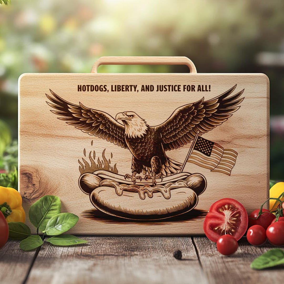 アメリカンプレート Charcuterie Board Laser Engraving File American Eagle Flag Design