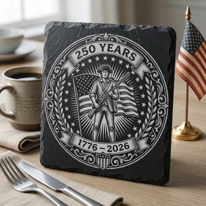Usa 250 Anniversary Engraving File, Patriotic Laser Designs For Slate Coasters, 10 Historical Emblem Art Bundle image 3