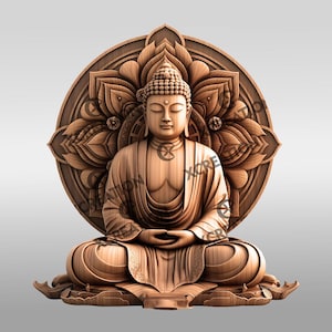 Buddha 3D Illusion Laser Engraving File, Serene Aura Home Decor Design, Peaceful Buddha Wall Art Digital Download, Meditation Gift Idea #016