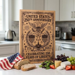 America 250 SVG, patriotisk laserfil för gravyr, amerikanska kulturarvsdesigner för skärbrädor, minneskonst för självständighetsdagen bild 5