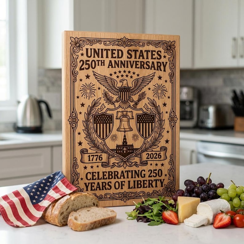 America 250 SVG, patriotisk laserfil för gravyr, amerikanska kulturarvsdesigner för skärbrädor, minneskonst för självständighetsdagen bild 5