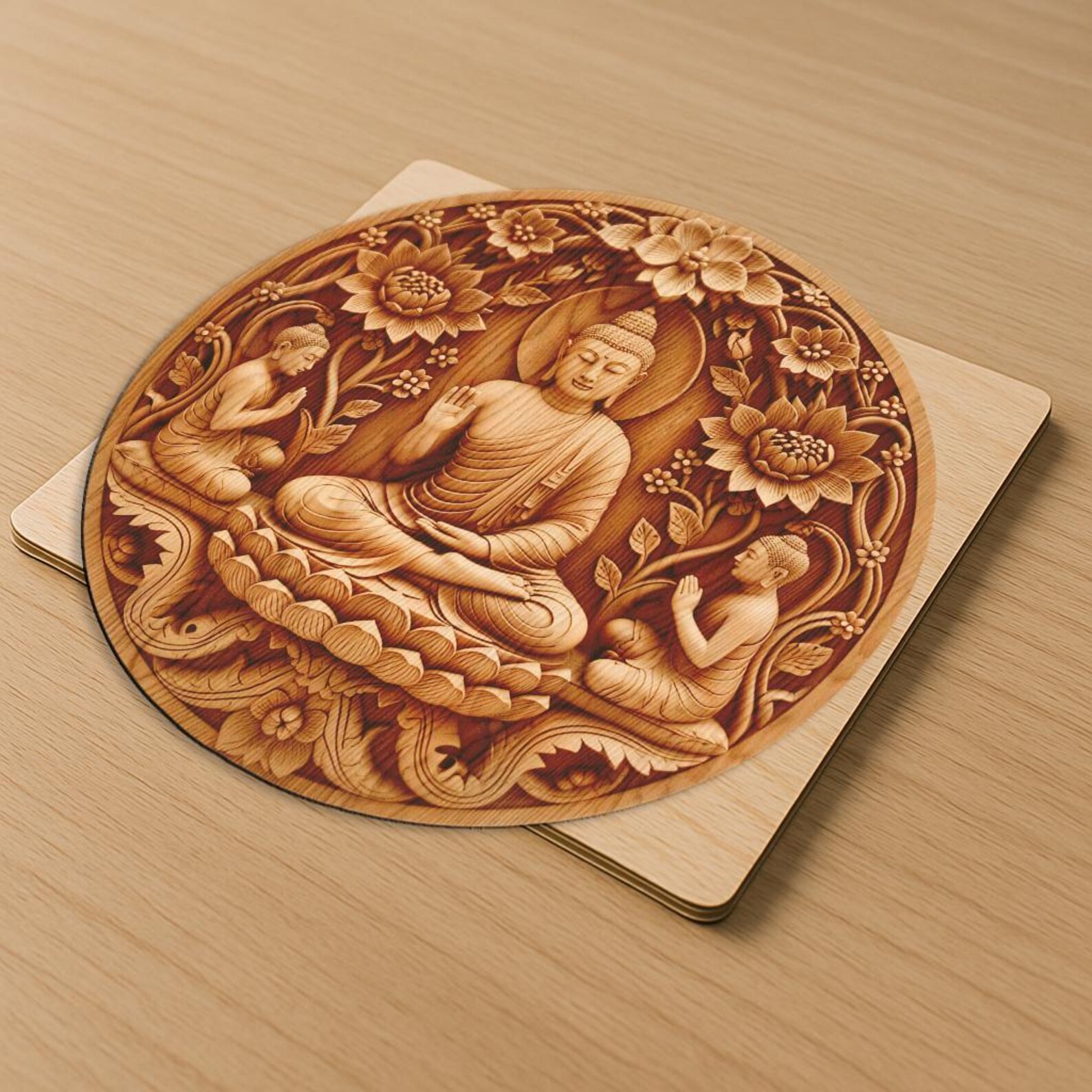 Buddha Wall Art Laser Engraving File, 3D Illusion Spiritual Design, Zen ...