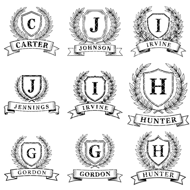 Alphabet Engraving SVG Bundle, 52 Monogram Crest Designs for ...