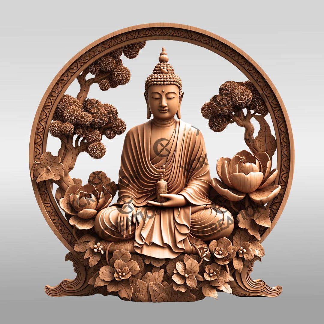 Buddha 3D Illusion Laser Engraving File, Tranquil Spiritual Art