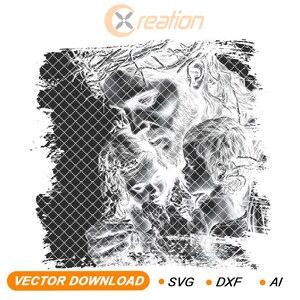 3D Illusion Laser Engraving File, Jesus Blessing Children, PNG for Slate, Christian Art image 2