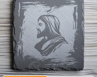 Jesus SVG für Lasergravur, christliche Glowforge-Datei für Schiefer, digitale Vektorkunst AI DXF