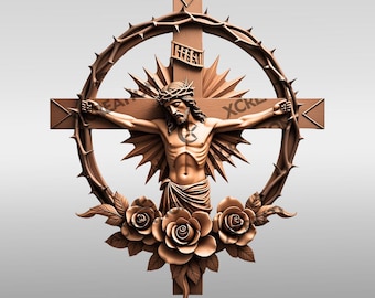 Jesus 3D Illusion Laser Engraving File, Religious Wall Art Design, Christian CNC file Jesus on the Cross